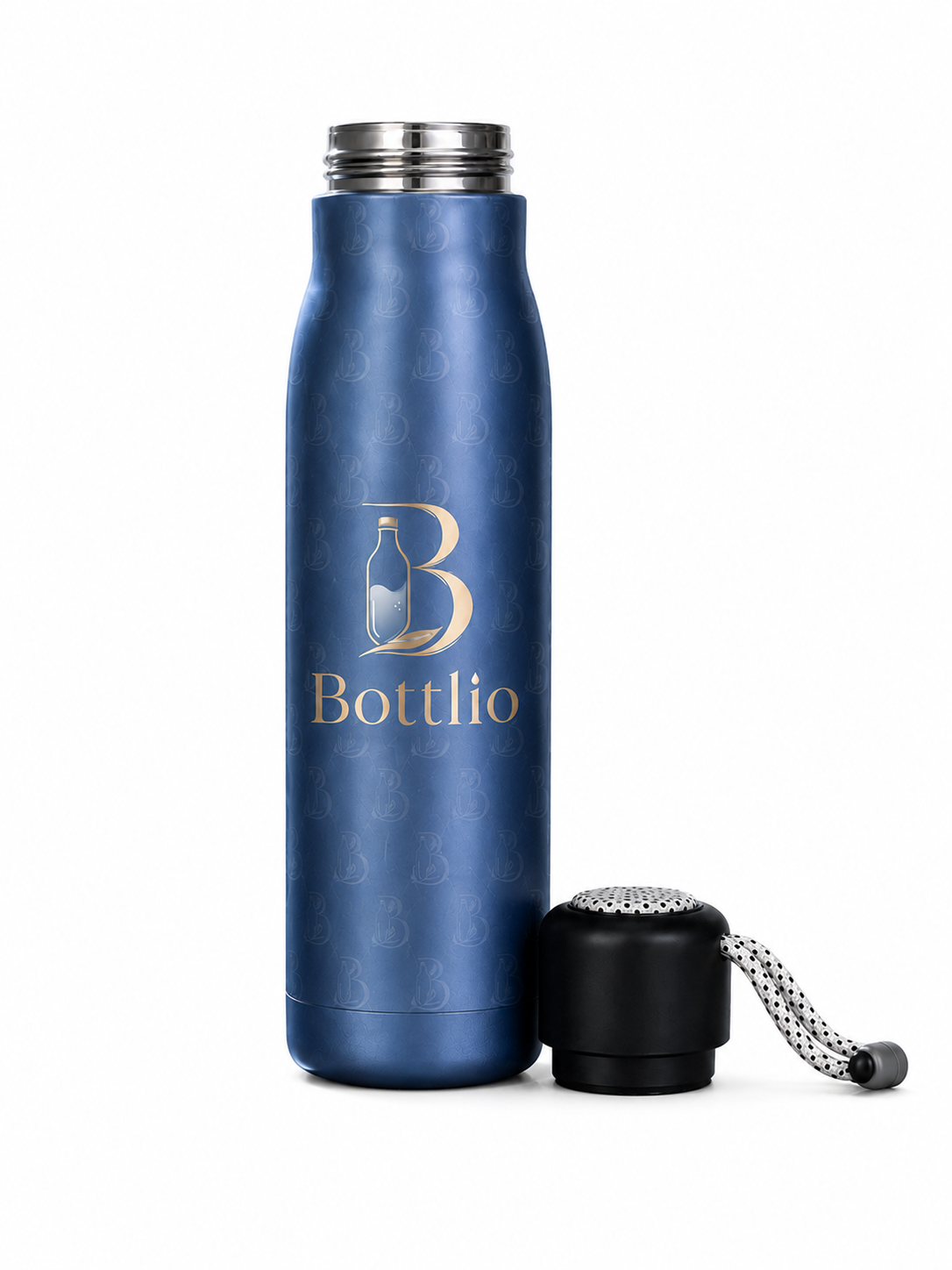 Bottlio Blush School Bottle slim bottle with wrist strap.