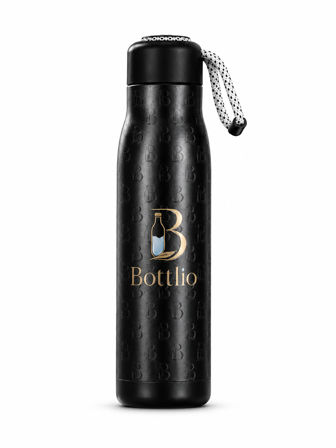 Bottlio Blush School Bottle slim bottle with wrist strap.