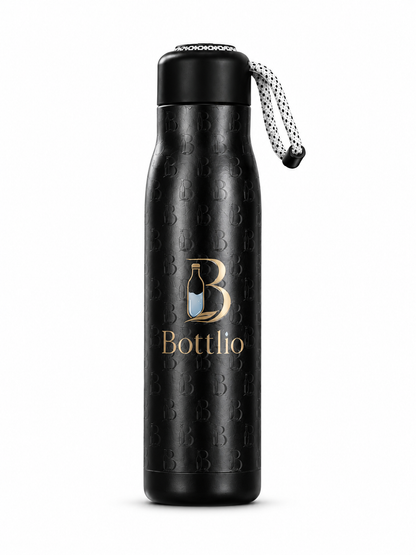 Bottlio Blush School Bottle slim bottle with wrist strap.