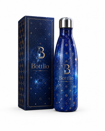 Bottlio Galaxy Office Bottle Elegant galaxy-finish bottle with stainless-steel cap.