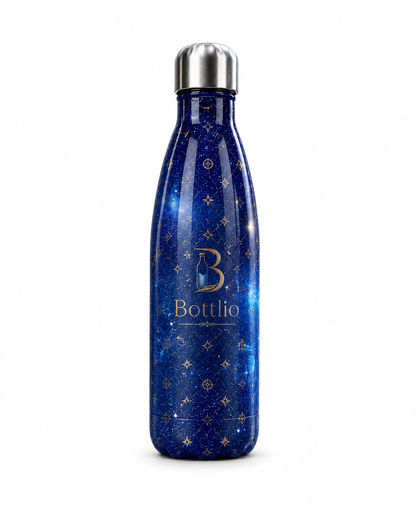 Bottlio Galaxy Office Bottle Elegant galaxy-finish bottle with stainless-steel cap.