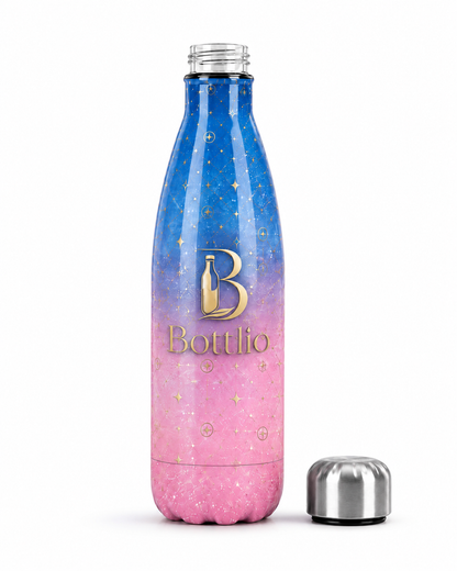 Bottlio Galaxy Office Bottle Elegant galaxy-finish bottle with stainless-steel cap.