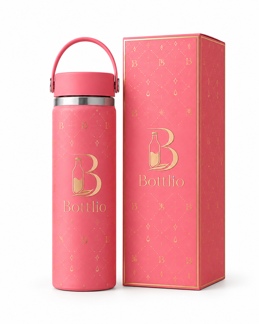 Bottlio Rose Luxe Office Bottle Premium bottle with a modern carry handle.