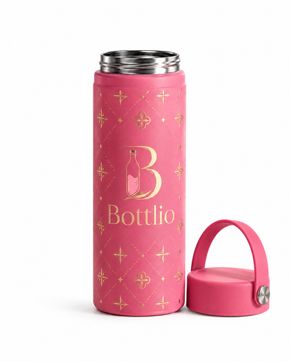 Bottlio Rose Luxe Office Bottle Premium bottle with a modern carry handle.