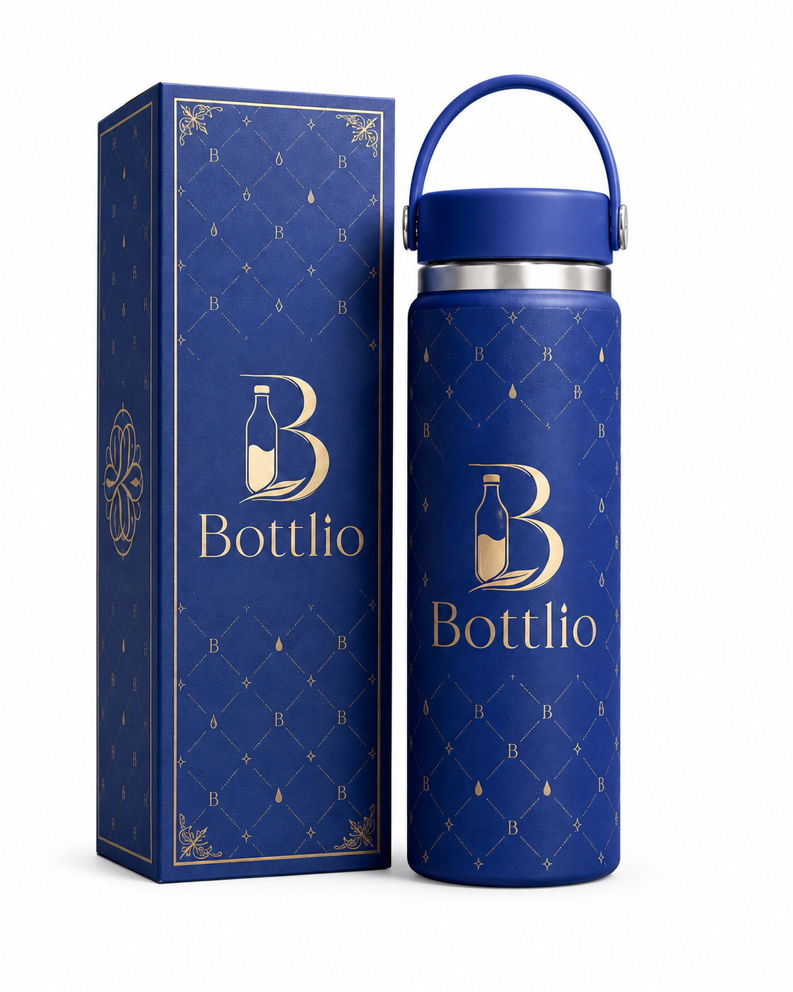 Bottlio Rose Luxe Office Bottle Premium bottle with a modern carry handle.