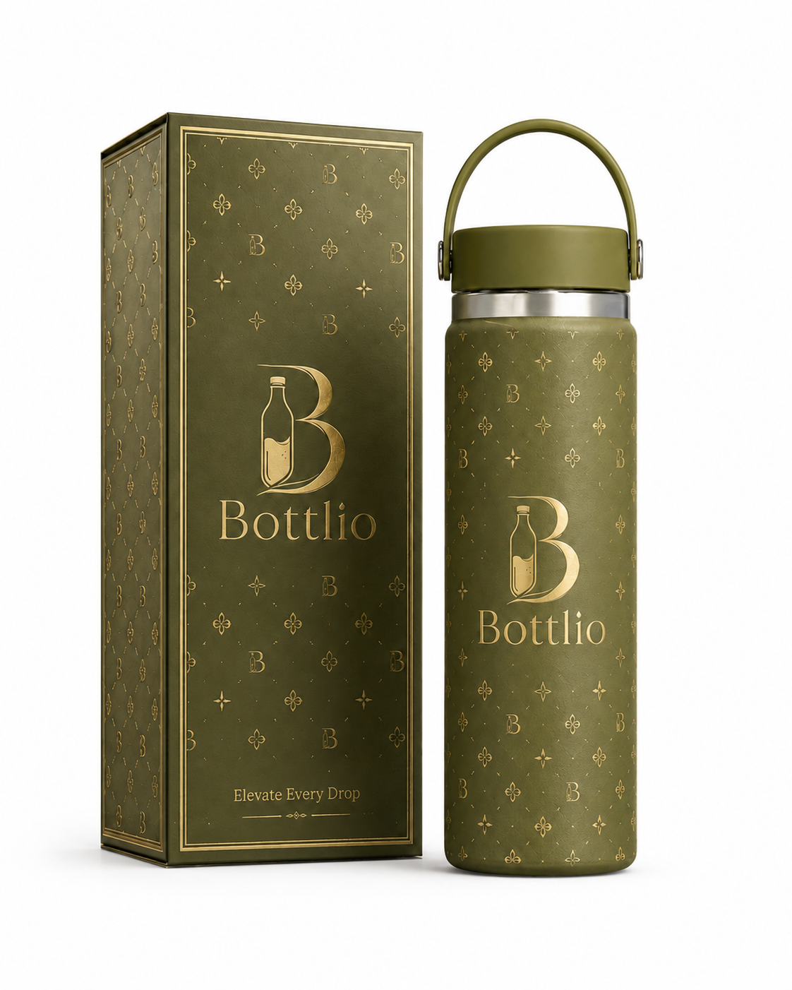 Bottlio Rose Luxe Office Bottle Premium bottle with a modern carry handle.
