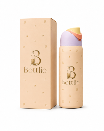 Bottlio Fuchsia Flip School Bottle with flip-top lid.