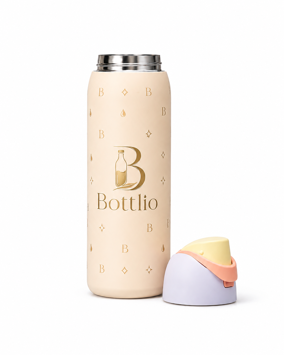 Bottlio Fuchsia Flip School Bottle with flip-top lid.