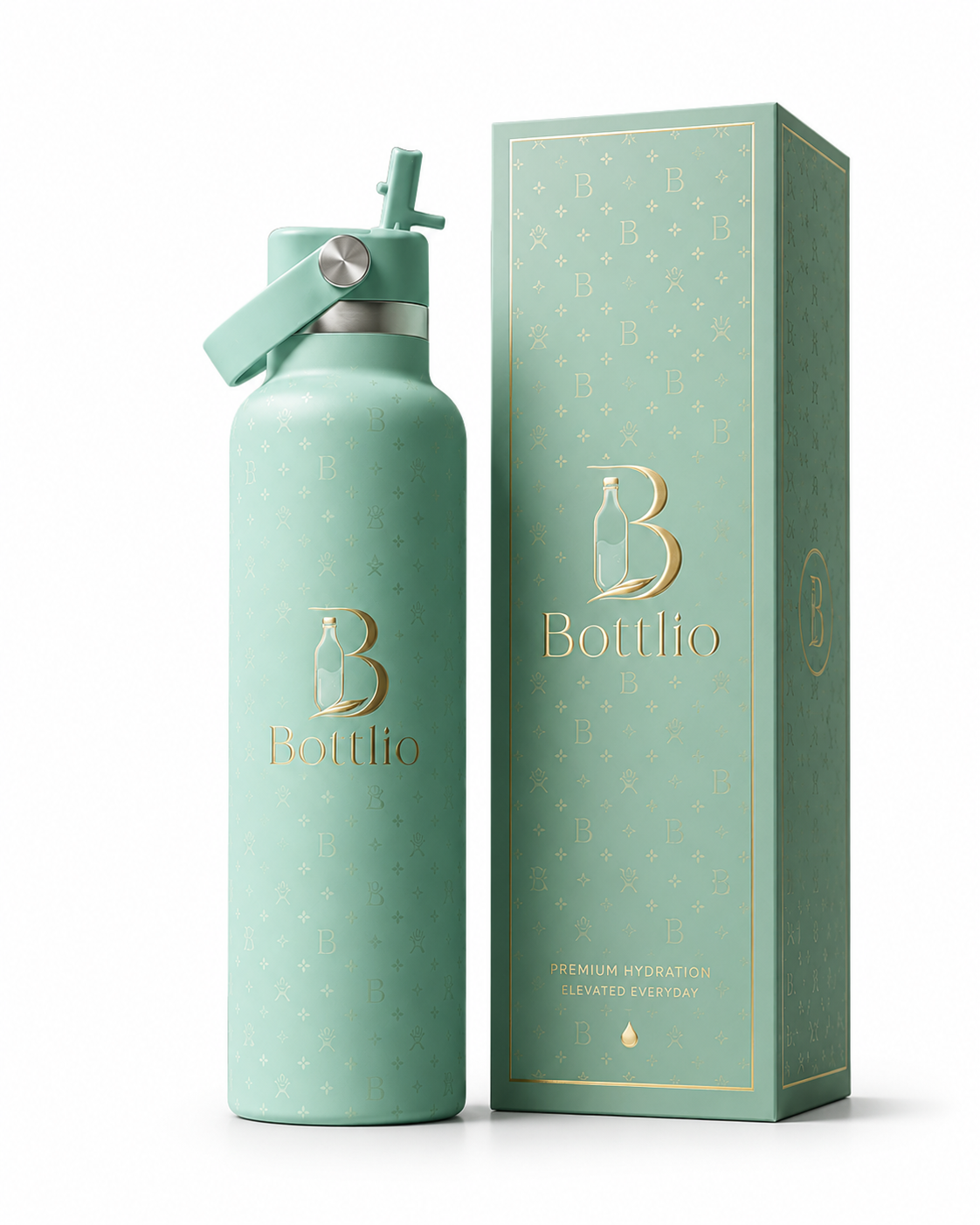 Bottlio Bubblegum Straw School Bottle with built-in straw and carry handle.