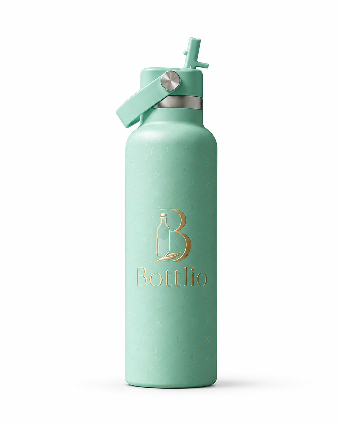 Bottlio Bubblegum Straw School Bottle with built-in straw and carry handle.