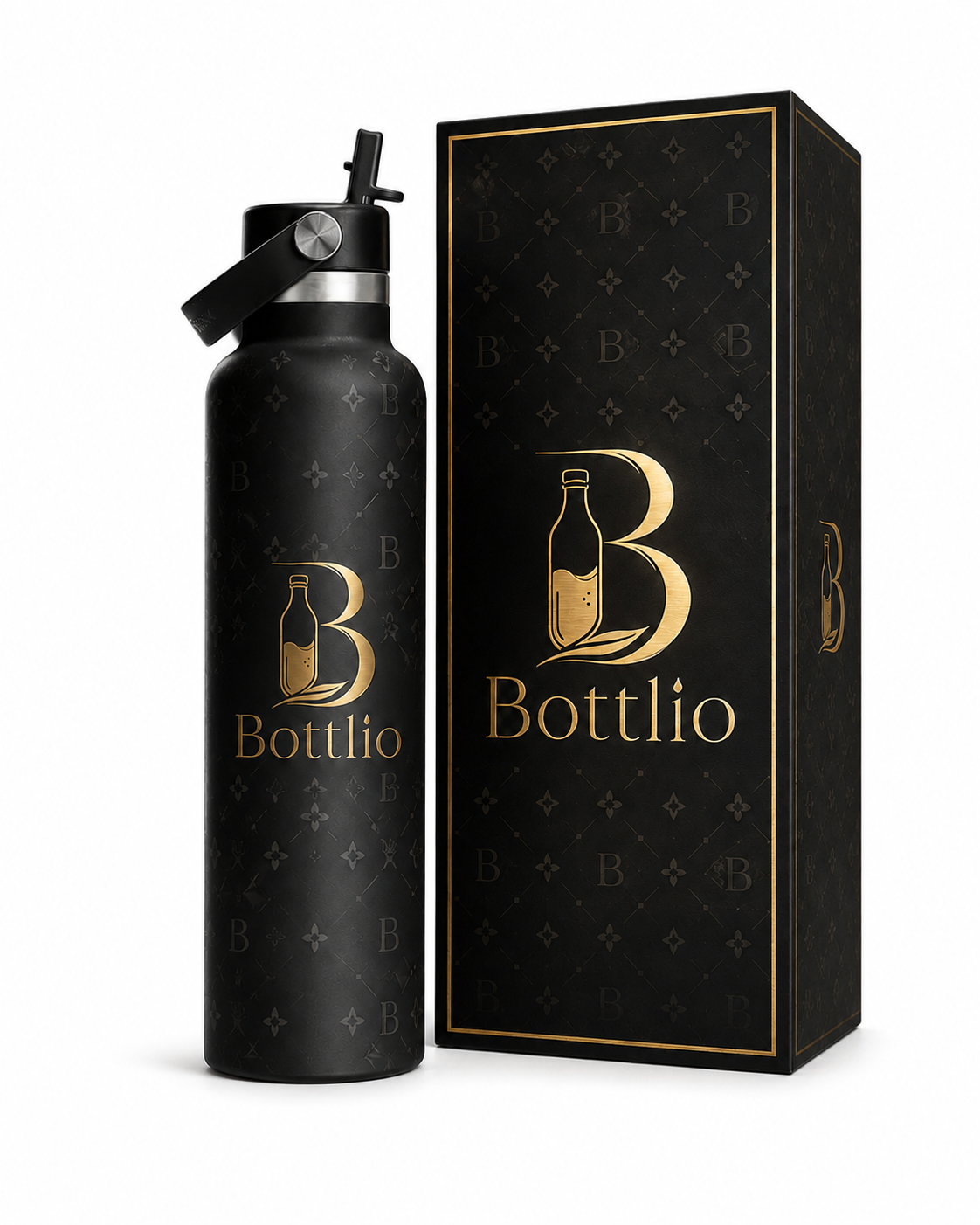 Bottlio Bubblegum Straw School Bottle with built-in straw and carry handle.