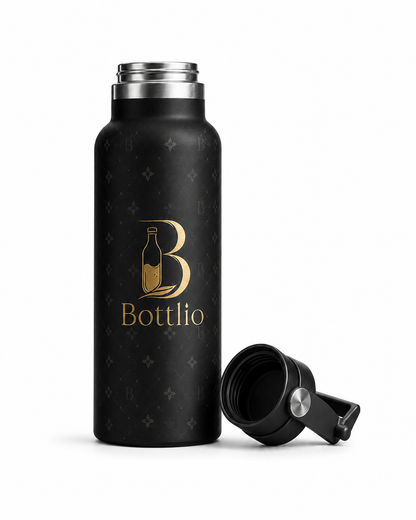 Bottlio Bubblegum Straw School Bottle with built-in straw and carry handle.