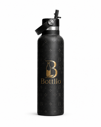 Bottlio Bubblegum Straw School Bottle with built-in straw and carry handle.