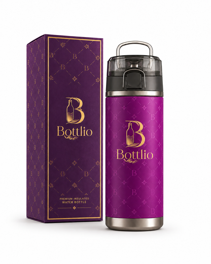 Bottlio MaxHydrate Gym Jug Large bottle with secure lid and metal handle.