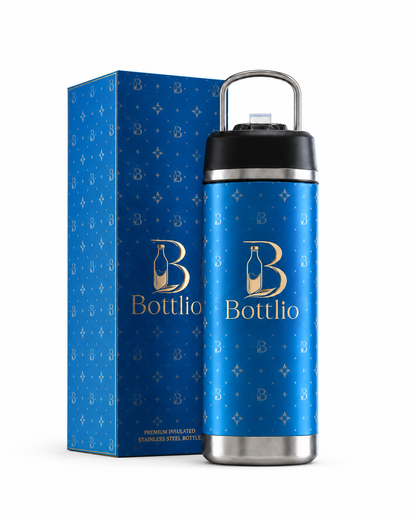 Bottlio MaxHydrate Gym Jug Large bottle with secure lid and metal handle.
