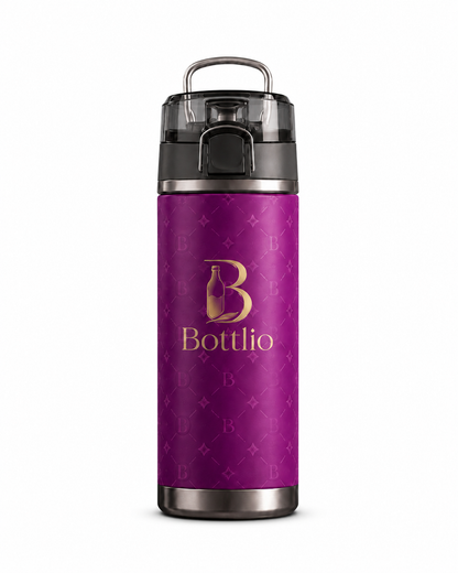 Bottlio MaxHydrate Gym Jug Large bottle with secure lid and metal handle.