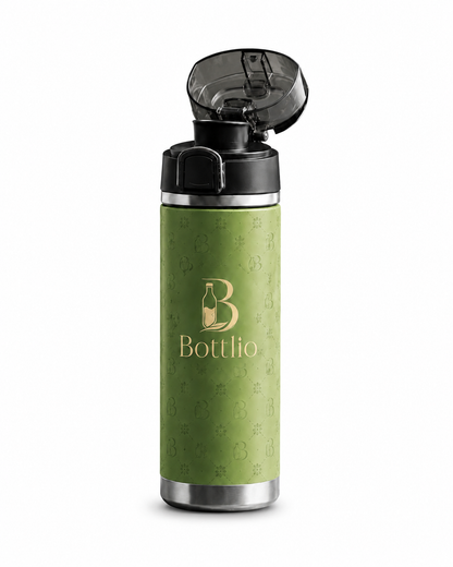 Bottlio MaxHydrate Gym Jug Large bottle with secure lid and metal handle.
