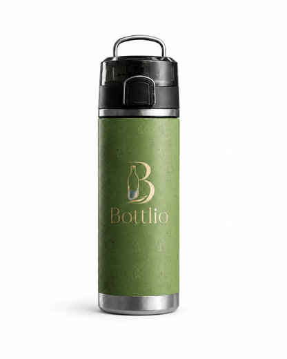 Bottlio MaxHydrate Gym Jug Large bottle with secure lid and metal handle.