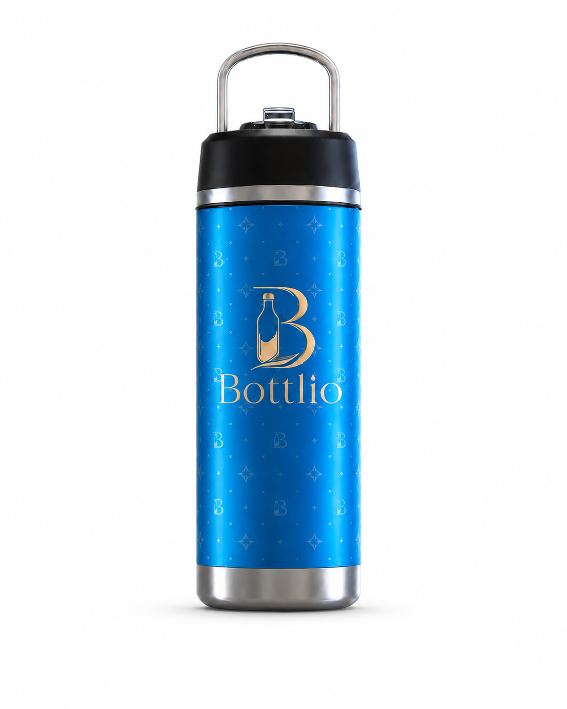 Bottlio MaxHydrate Gym Jug Large bottle with secure lid and metal handle.